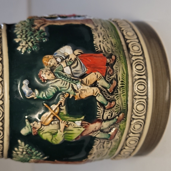 Vintage German pewter lidceramicbeerstine - Picture 3 of 8